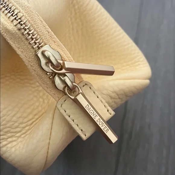Dagne Dover Yellow Lola Leather Cosmetics Pouch Size Small - Picture 7 of 15